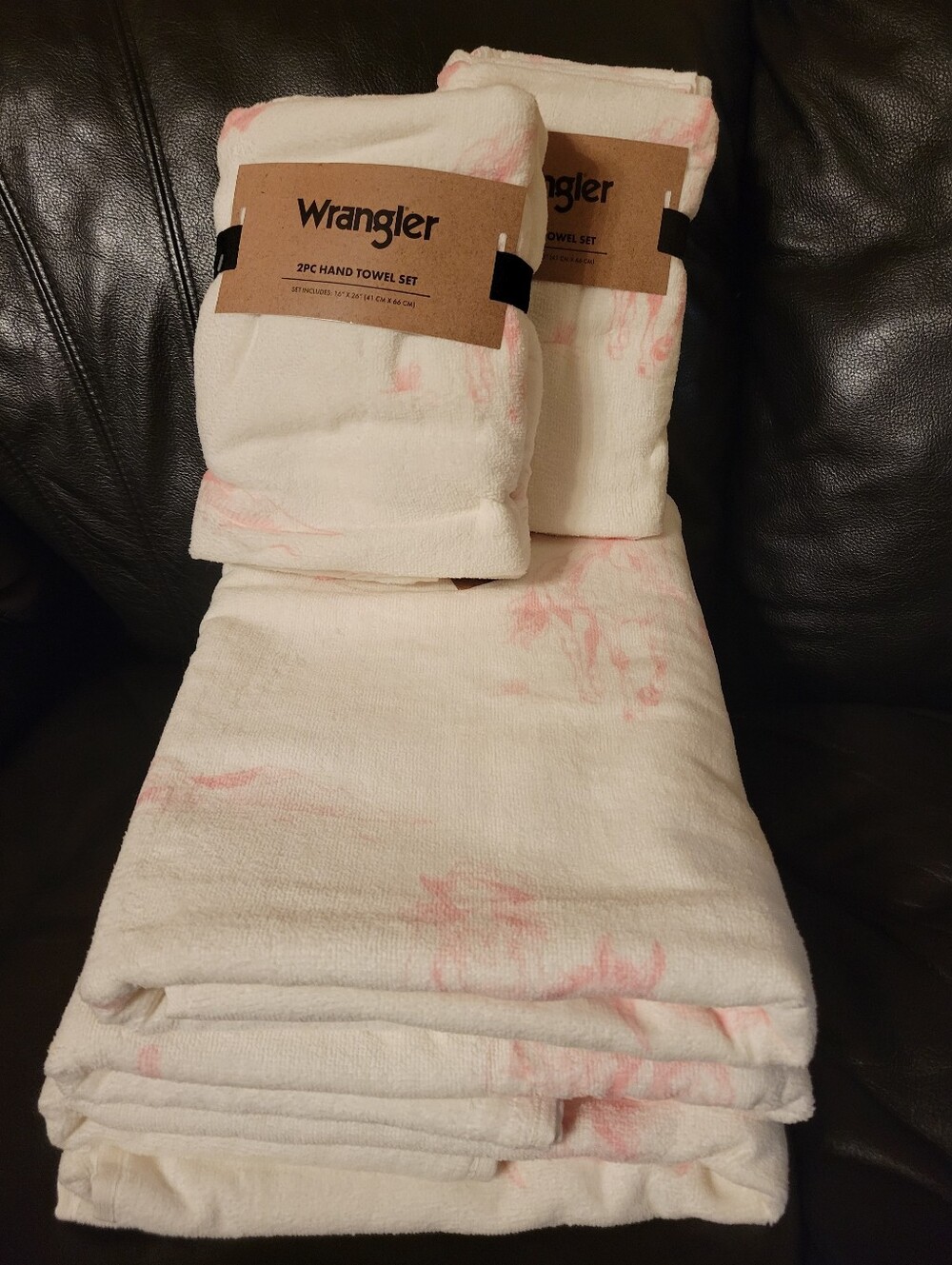 New Pink Cowgirl Wrangler Pink Western Towel Set 2 Bath 2 Hand‎ Towels